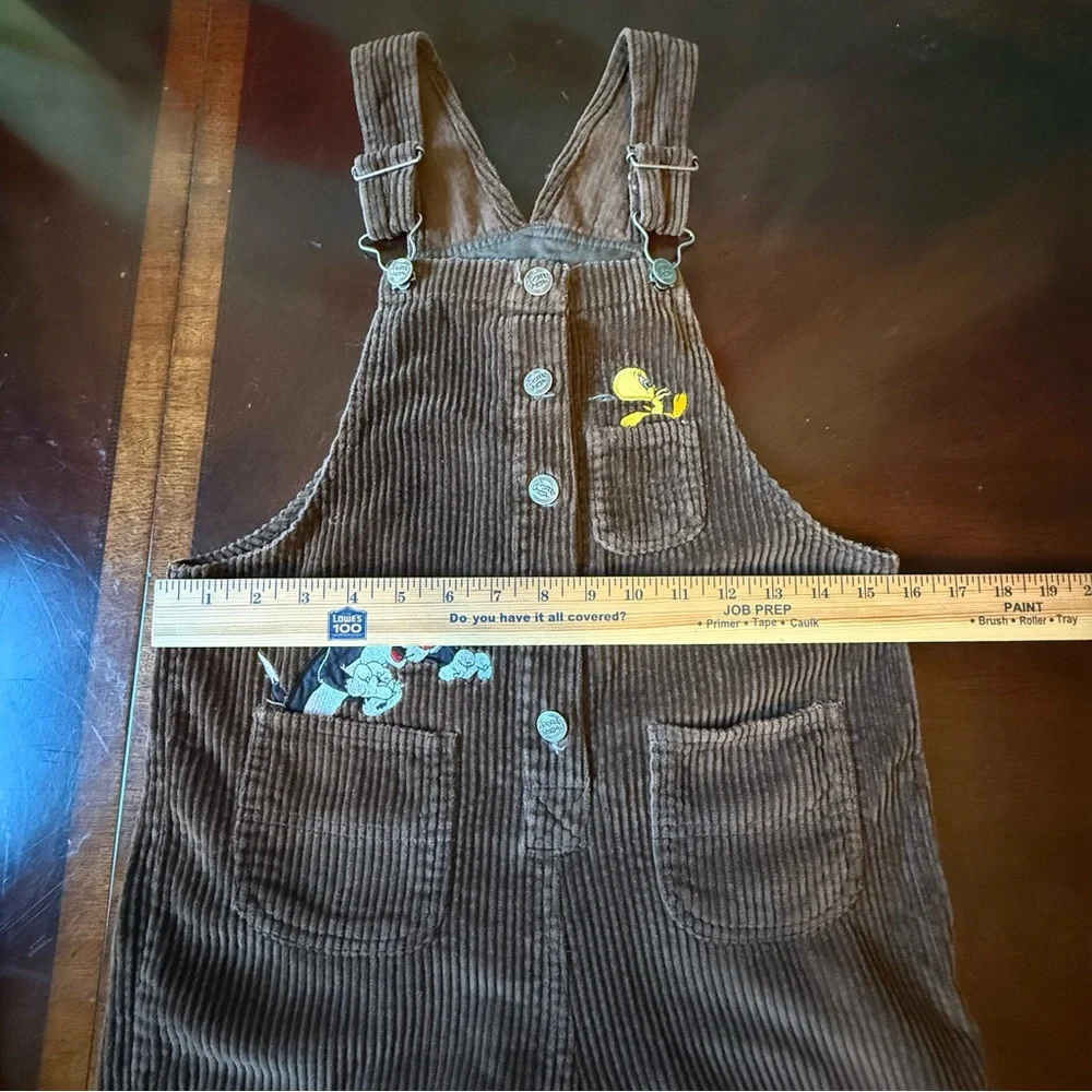 Vintage Y2K Looney Tunes Tweety Bird Corduroy Bib Overalls Girls Size 12 Cotton